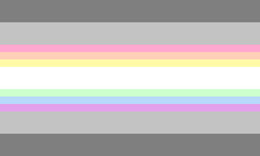 A mesma bandeira, mas com pequenas faixas das cores do arco-íris em volta do branco